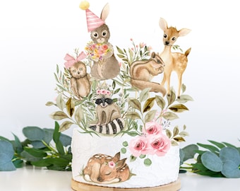 Printable Woodland birthday centrepiece Instant 12 Woodland cake topper Girls birthday decor Woodland Birthday Party birthday party cutouts