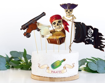 Pirate party centrepiece for instant printing 7 Pirate cake toppers Pirate birthday decor Pirate Birthday Party birthday Pirate party cutout