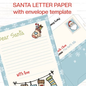 Papel de carta a Papá Noel para impresión instantánea Papelería de Carta a Papá Noel Papel de carta a Papá Noel y sobre Papel de carta a Papá Noel