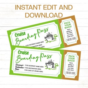 Editable Cruise Boarding Pass Ticket, Printable Cruise Ticket Trip Gift, Printable Cruise Gift Tickets, Surprise Cruise Trip Ticket