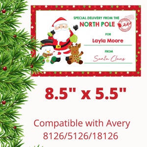 Christmas Labels in 3 sizes North Pole Stickers Printable Template Christmas Labels  Editable Christmas Gift Labels Instant Download