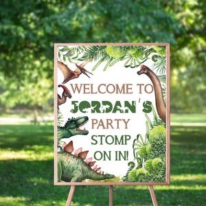 Editable Dinosaur Birthday Welcome sign, Dinosaur Birthday Party Decor, Boys Dinosaur Party, First Birthday Dinosaur 1st Birthday Party DIN1