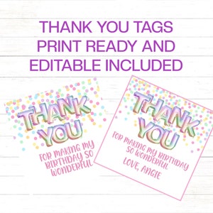 Bearbeitbare Konfetti-Pastellgeschenkanhänger bearbeitbar in Corjl. Konfetti Favor Cards Editierbare Tags Personalisierte Dankeschön-Tags Printable Party Tags