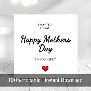 Tarjeta del día de la madre Tarjeta editable del día de la madre Plantilla de tarjeta del día de la madre Tarjeta del día de la madre Tarjeta de madrastra La mejor mamá del mundo Mamá especial