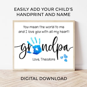 Grandpa Gift Handprint Editable Grandpa Birthday Gift Handprint Art Handprint Gift For Grandpa Handprint Instant Print Option Included