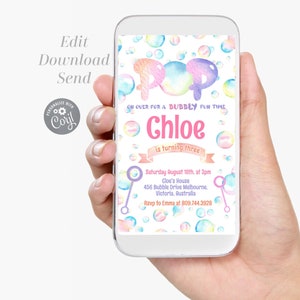 BUBBLE Geburtstags-Handy-Einladung Bubble-Geburtstags-Einladung Elektronisch-Geburtstagseinladung E-Mail-Einladung Sofortiger Download - BEP3