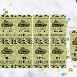 Leger verjaardagsfeestje ID-kaartsjabloon om direct te bewerken en af te drukken Nieuwigheid ID-badge, militaire verjaardagsfeestje ID-badges, bewerkbare VIP-pas AAA7
