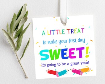 Back to School Gift Tag Template, Teacher Treat (Digital Download)