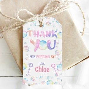 Etiquetas de agradecimento para festa de aniversário BUBBLE Etiquetas de lembrança de bolha Etiquetas de agradecimento personalizadas Etiquetas de presente de festa de bolha - BBP3