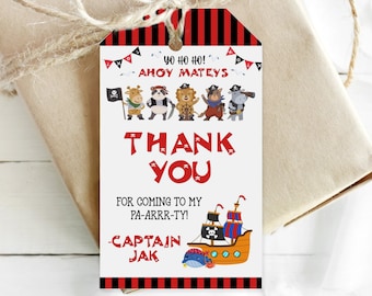 Pirate Thank You Tags Pirate Favor Tags Pirate Party Gift Tags Editable Pirate Birthday Tags Personalized Thank You Printable Tags - PBP3