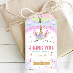 Eenhoorn bedankkaartjes Bewerkbare eenhoorn cadeaukaartjes Eenhoorn verjaardagsfeestkaartjes Regenboog eenhoorn cadeaukaarten 12 kaartjes per pagina TUP5