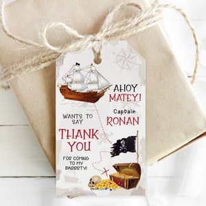 Etichette regalo pirata Carte bomboniere per feste pirata Etichette regalo Etichette compleanno pirata modificabili Etichette di ringraziamento pirata personalizzate Caccia al tesoro - THP7
