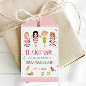 Etiquetas de agradecimento para festa em spa, cartões personalizados para lembrancinhas de festa de aniversário, etiquetas de presente para festa de aniversário - SBP5