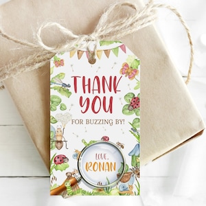 Cartes de remerciement pour fête des insectes modifiables Cartes de cadeaux Étiquettes de sacs cadeaux Étiquettes fête d'insectes modifiables Étiquettes de remerciement personnalisées pour insectes Étiquettes imprimables BPI4