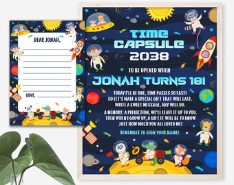 Editable Outer Space birthday time capsule Instant download time capsule Outer Space 1st birthday party first birthday time capsule - OSP4