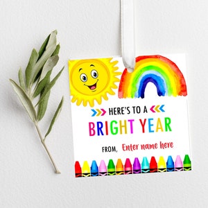 First Day of School Favor Tag Back to School Gift Tags for Instant Editing Colorful Teacher Tag First Day Happy Gift Tag Instant Download