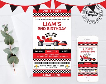 Race Car Invitation Red Car Racing Invitation Cars Birthday Invitation Red Racing Car Invitation with Bonus ID Badges