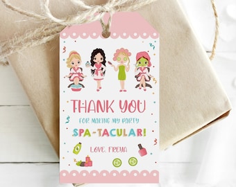 Spa Party Thank You Tags Spa Party Favor Cards Personalized Pamper Party Thank You Tags Pamper Birthday Party Party Gift Tags - SBP5