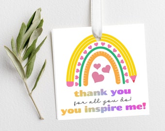 Teacher Appreciation Tags Teacher Thank You Tags School Thank You Tags Teacher Tags Instant Download and Printing