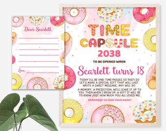 Donut Birthday Party Time Capsule, Donut Birthday Decor, Pink Donut 1st Birthday Party, Sweet Donut First Birthday Time Capsule - DBP6