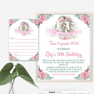 Cápsula de tempo de aniversário de cavalo, download instantâneo para qualquer idade, cápsula de tempo de aniversário de vaqueira, festa de cavalo, pônei - HBP9