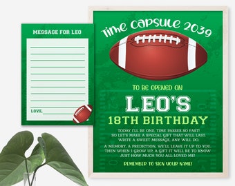 Football time capsule that you edit yourself. Instant download time capsule. 1st birthday part First birthday time capsule Football- FFB8