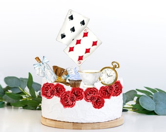 Alice in Wonderland cake toppers Alice in Wonderland centerpiece for instant printing 9  Tea party birthday decor Alice in Wonderland decor