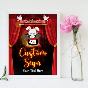 Magic Birthday Party Sign Editable Magician birthday party signs Magic Show Birthday Party Sign Magic Printable Magician Signs - MBP6
