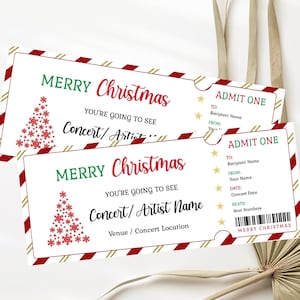Biglietto regalo per concerto di Natale Modello stampabile di biglietto per certificato regalo di Natale Modello modificabile per biglietto per concerto finto