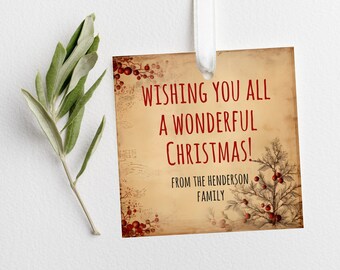 Editable Vintage Christmas Gift Tags Christmas Vintage Favor Cards Editable Old Fashioned Christmas Tags Instant Print Christmas Gift Tags