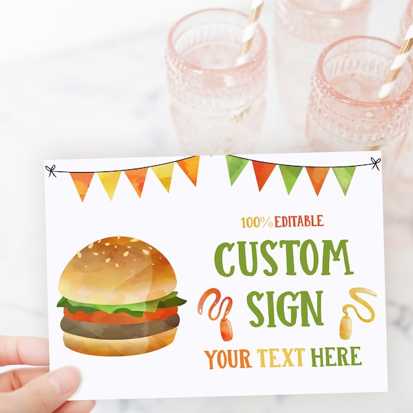 Editable BBQ Party signs, BBQ birthday signage, Burger Birthday Party, Grill and Chill Party Signs, BBQ cook out birthday party signs- BBQ3