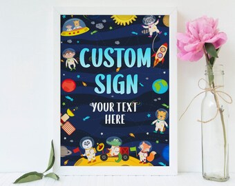 Editable Outer Space Party signs x 4 sizes, Space birthday decor, Custom outer space party signs, 1st trip around the sun party decor - OSP4