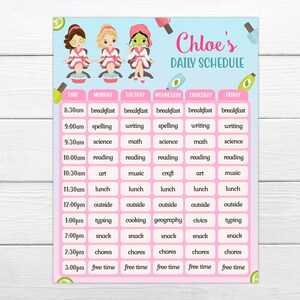Editable Daily Schedule Chart, Personalise Save and Print Instantly ...