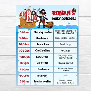 Daily schedule chart Instant print Home school chart Routine chart Editable Daily schedule chart Personalise save and print instantly. image 1