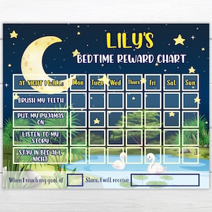 Editable Bedtime Reward Chart for Kids, Chore chart to edit and print instantly, Editable night time chart Editable Behaviour chart