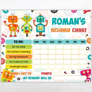 Editable Reward Chart Boys editable chore chart Personalize and print instantly Editable reward chart Editable Good Behaviour chart for boys