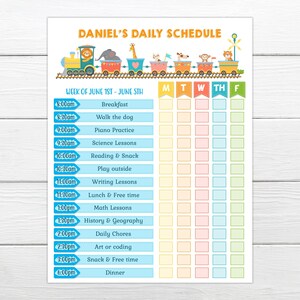 Kids Editable Daily Schedule Chart Boys Daily Routine Chart Home School Routine Chart Instant Edit and Print image 1