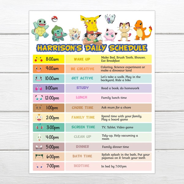 Daily Routine Chart Kids Editable Daily Schedule Chart Home School Routine Chart Home Schooling Planner