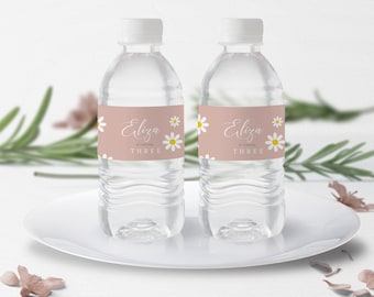 Daisy Birthday Bottle Labels Editable Daisy Party Labels Editable Boho Daisy Water Bottle Labels Printable Boho Daisy Flower Labels DO