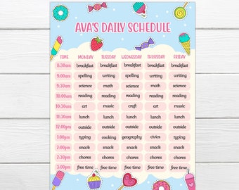 Daily routine chart Kids editable Daily schedule chart Personalise save and print instantly. Instant printABLE Homeschool Routine chart