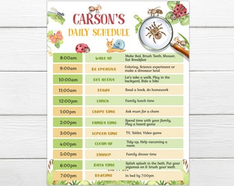Home School Daily Routine Chore Chart, Homeschooling Checklist, My Daily Job List, Printable Editable Homeschool Schedule PDF - Bugs