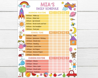 Kids Editable Daily schedule chart PERSONALIZE save and print instantly. Instant Print Daily schedule chart Home school chart Routine chart