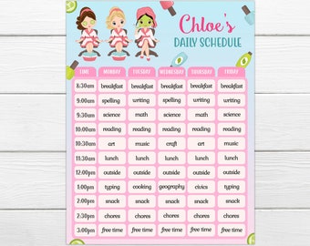 Home School Schedule Chart Daily Home Schooling Planner Instant Printable Schedule Chart Home School Chart Girls Routine Chart