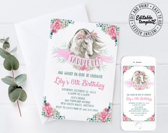 PONY Invitation, Horse birthday Invitation template you can personalize and print yourself using corjl. PONY invitation - HBP9