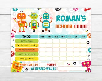 Bearbeitbares Belohnungsdiagramm Jungen bearbeitbares Chore-Diagramm Personalisieren und sofort drucken Bearbeitbares Belohnungsdiagramm Bearbeitbares gutes Behaviour-Diagramm für Jungen