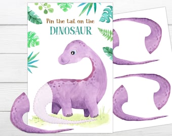 JOARHONAL Pin The Tail on The Dinosaur Game - Dinosaur Birthday Party Games  for Kids Boys Watercolor Dinosaur Party Supplies with 24 PCs Tail Stickers