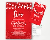 Red Invitation String Lights Invitation Red Birthday Invitation Red Birthday Party Invitation Template Teenager Invitation Instant Download