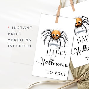 Halloween Spider Tag Halloween Candy Gift Tag Template Halloween Trick or Treat Tags Candy Bag Instant Print Spider Happy Halloween Tags