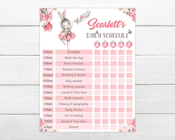 Editable chore chart, Personalise, save and print instantly, Girls ...