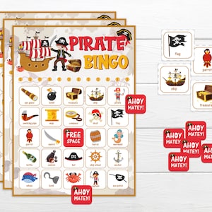 Pirate Birthday Party Games Printable Pirate Bingo Game Printable Boys Party Games Bingo Game Birthday Party Pirate Instant Download THP7